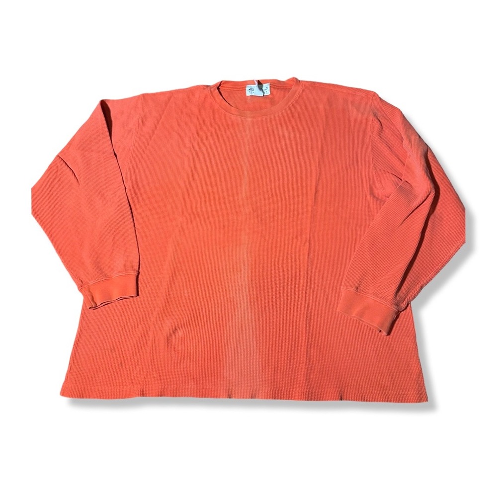 Eddie Bauer Thermal Shirt Mens Size XL Orange Waffle Knit Long Sleeve T-Shirt